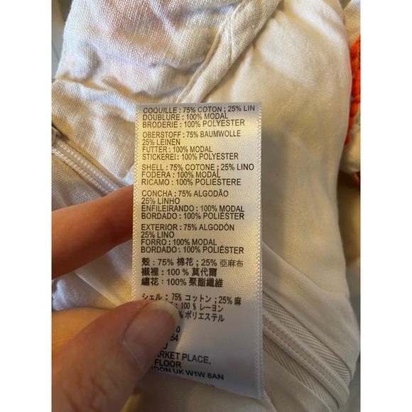 Anthropologie‎ Embroidered Cropped Pants Cream Boho Festival Size 12 - Picture 6 of 11